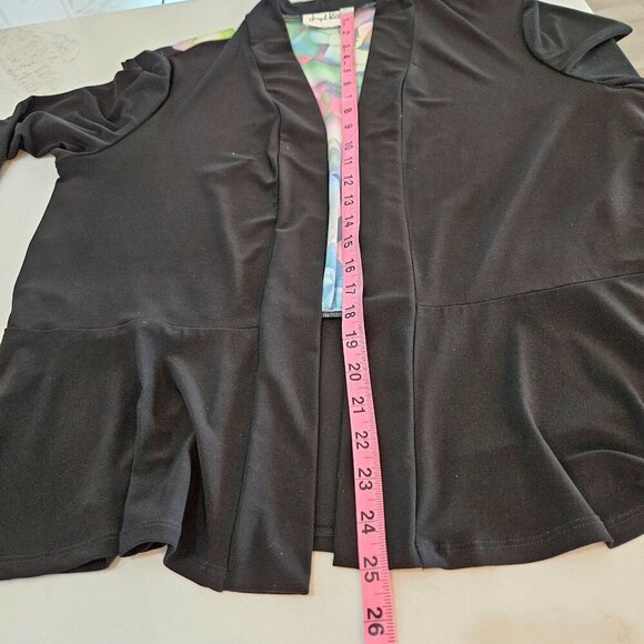 Joseph Ribkoff Large Jacket Black Multicolor Floral Open Front Maximalist - Picture 6 of 8